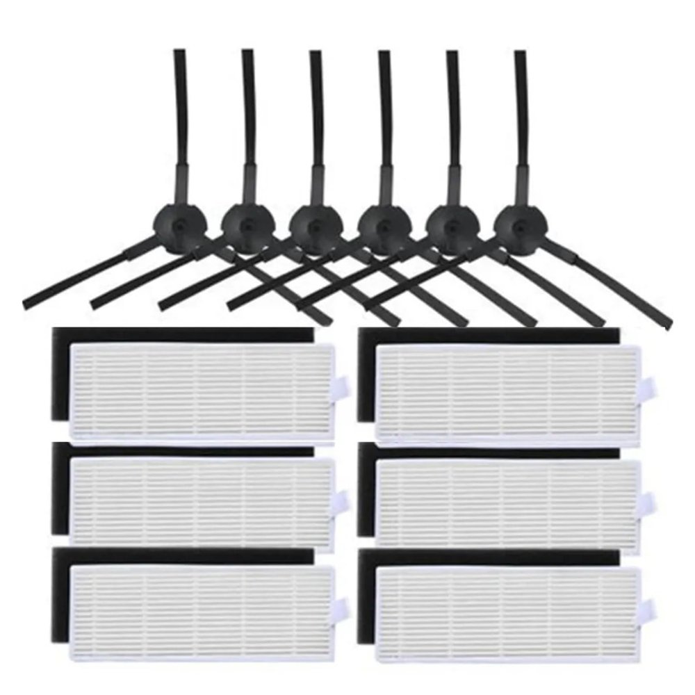 ConvOw Vacuum Cleaner Accessories Compatible for ILIFE A6 A4 A4s Sweeper Replacement Parts Pack of Hepa Filters Net & Side Brushes 517C