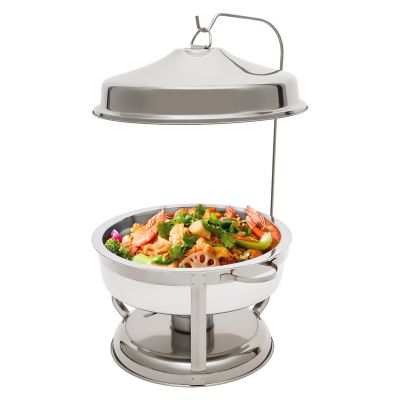 Fichiouy 9L Stainless Steel Chafing Dish Buffet Set, Round Buffet Chafer Servers and Food Warmers with Top Lid,Warming Trays for Wedding,Birthday,Pool Party (Silver)