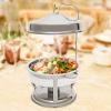 Fichiouy 9L Stainless Steel Chafing Dish Buffet Set, Round Buffet Chafer Servers and Food Warmers with Top Lid,Warming Trays for Wedding,Birthday,Pool Party (Silver) view 3