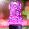 Jinnwell 3D Buddha Night Light Lamp Illusion 16 Color Changing Table Desk Decoration Lamps Gift Acrylic Flat ABS Base USB Cable Toy view 2