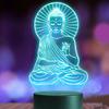Jinnwell 3D Buddha Night Light Lamp Illusion 16 Color Changing Table Desk Decoration Lamps Gift Acrylic Flat ABS Base USB Cable Toy view 3