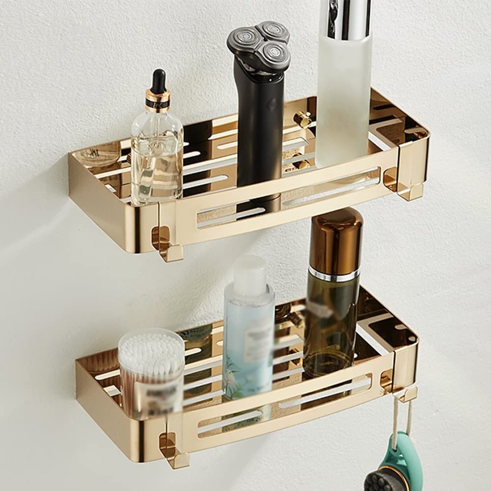 BAHELS Shower Caddy Shower Caddy Shelf Organizer Rack, Bathroom Shelf, 304 Stainless Steel Storage Rack Bathroom Organizer (Size : Golden 2 layer)