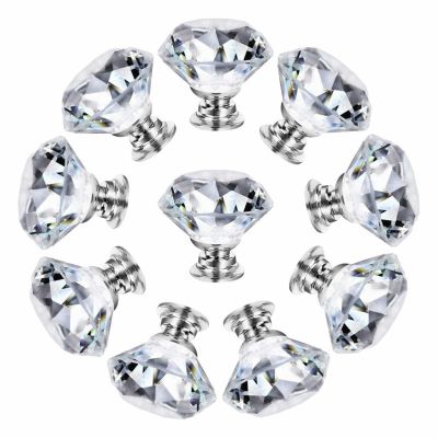 Cabinet Knobs with,Crystal Glass Door Drawer Knobs,Wardrobe Handles10 Pack Crystal Handle Drawer Cabinet Door Wardrobe Small Handle Transparent Crystal Glass Knob 30mm Red ( Color : 30mm Silver )