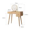 FEELIN Makeup Vanity Vanity Table with Round Mirror, Makeup Vanity Table, Wood Makeup Dressing Table Desk, 2 Drawers for Bedroom Vanities for Makeup view 2