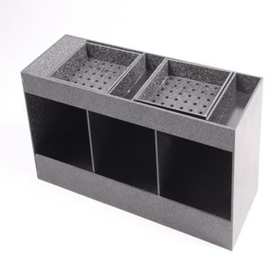FixtureDisplays Condiment Organizer w/ (2) Drip Trays, 5 Compartments, Tabletop - Black 19707NEW-2D
