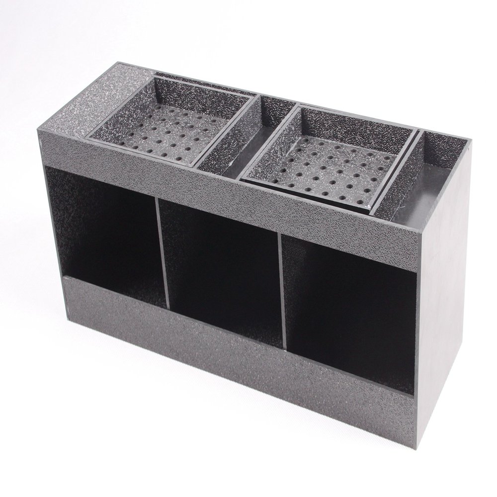 FixtureDisplays Condiment Organizer w/ (2) Drip Trays, 5 Compartments, Tabletop - Black 19707NEW-2D