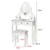 FEELIN Makeup Vanity Dressing Table with Mirror Five Drawer Single Stool Girl Modern Bedroom Vanity Table Home Decoration Bedroom Furniture Vanities for Makeup view 2
