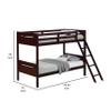 Benjara Amey Wood Twin Bunk Bed with Angled Ladder, Guardrail, Slat Kit, Brown view 3