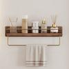 BAHELS Shower Caddy Bathroom Solid Wood Shelf, Bathroom Towel Rack, Washstand Wall-Mounted Cosmetic Storage Shelf Bathroom Organizer (Size : 45CM with Towel bar) view 1