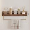 BAHELS Shower Caddy Bathroom Solid Wood Shelf, Bathroom Towel Rack, Washstand Wall-Mounted Cosmetic Storage Shelf Bathroom Organizer (Size : 45CM with Towel bar) view 2