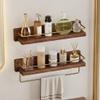 BAHELS Shower Caddy Bathroom Solid Wood Shelf, Bathroom Towel Rack, Washstand Wall-Mounted Cosmetic Storage Shelf Bathroom Organizer (Size : 45CM with Towel bar) view 3