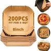Air Fryer Liners Disposable,200Pcs Parchment Paper,LYHOLKEER 8IN Disposable Air Fryer Paper Liners for 5-8QT Air Fryer, Non-Stick, Square Liners Free of Bleach view 1