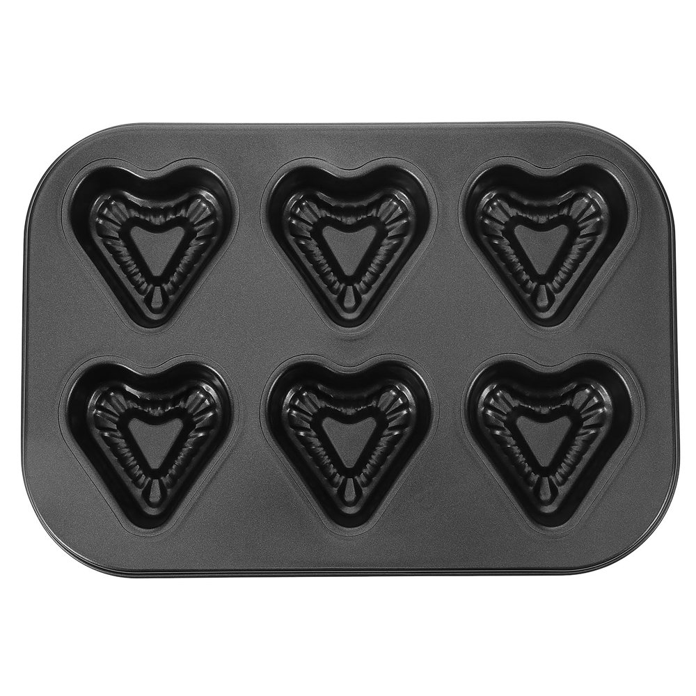 DECHOUS 6 Heart Shaped Muffin Pan, Mini Heart Silicone Mold for Baking, Shaped Cake Pans Muffin Pan Chocolate Mold for Cookies Candy Baking