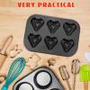 DECHOUS 6 Heart Shaped Muffin Pan, Mini Heart Silicone Mold for Baking, Shaped Cake Pans Muffin Pan Chocolate Mold for Cookies Candy Baking view 3