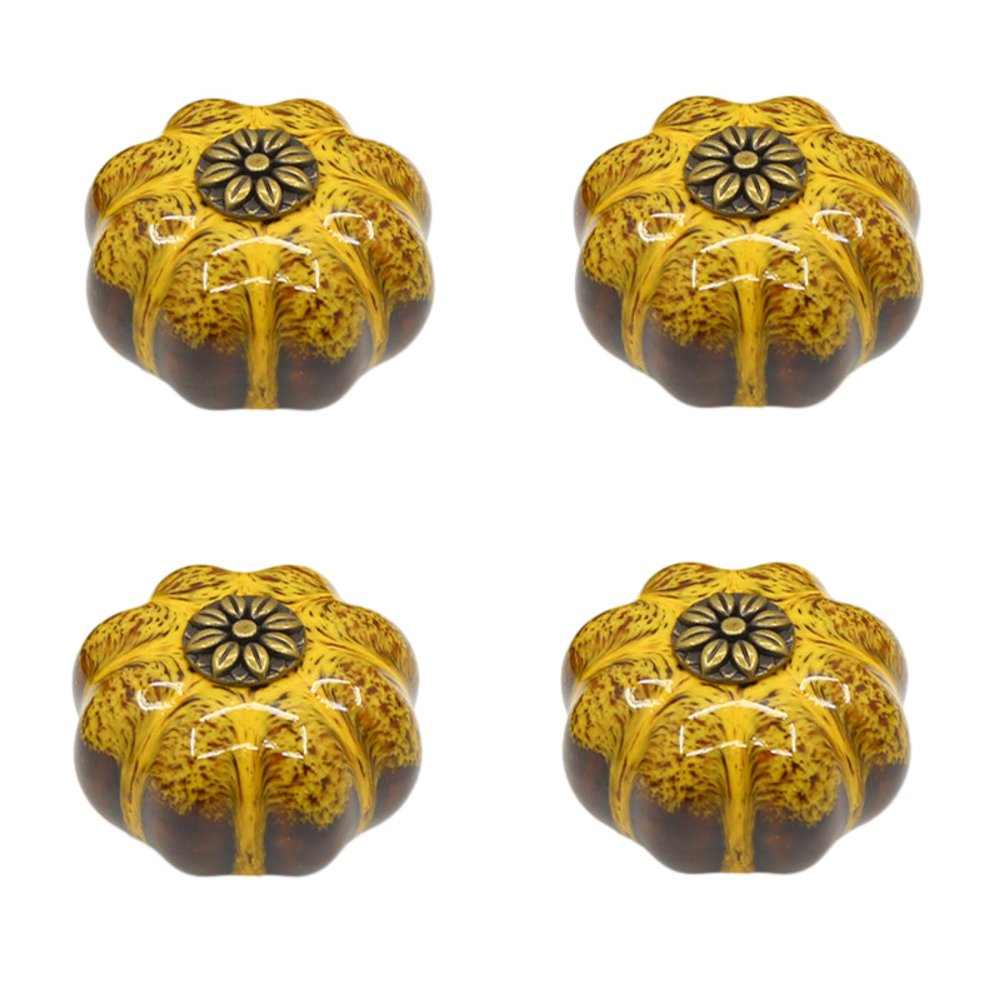 retro knobsbrass handles Handle Drawer Knobs 4 Pack Drawer Cabinet Door Handle Leopard Print Pumpkin Knob Cabinet Wardrobe Single Hole Retro Handle Green Ancient-Leopard Green ( Color : Qingguleopar