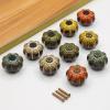 retro knobsbrass handles Handle Drawer Knobs 4 Pack Drawer Cabinet Door Handle Leopard Print Pumpkin Knob Cabinet Wardrobe Single Hole Retro Handle Green Ancient-Leopard Green ( Color : Qingguleopar view 3