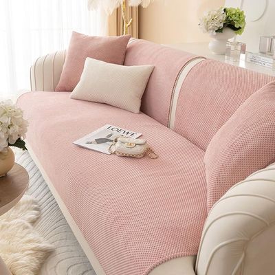 vctops Soft Corduroy Sofa Couch Cover Warm Plush Non Slip Sectional Couch Cover Solid Washable Sofa Slipcover Furniture Protector for Kids, Dogs, Pet, 1 Piece/Not All Set (Pink,43"x63")