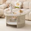 Round Glass Coffee Table With Storage Small Coffee Tables For Living Room Marble Shelf Modern Coffee Table With Metal Frame Small Rattan Side Table For Living Room Bedroom Home Office ( Color : Clear view 2