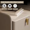 Bedside Table Nightstand Pine Wood Frame Bedside Table 2 Drawer End Table Metal Legs Bedside Dresse Leather Stone Top Bedside Cabinet Side Table view 4