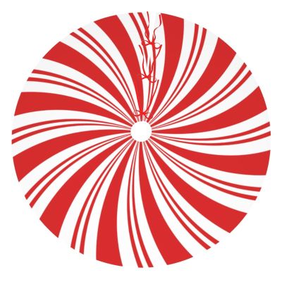 Red and White Candy Swirl Stripe Striped Mint Sugar Candy Cane Themed 36 Inch Christmas Tree Skirt Round Winter Snow Suitable for Christmas Xmas Halloween Holiday Party Decor Decoration Occasion