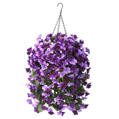 INQCMY Artificial Fake Hanging Flowers Plants with Basket for Spring Summer Outdoor Decoration,Faux Silk Begonia in Planter UV Resistant Look Real for Home Porch Yard Patio Balcony Decor