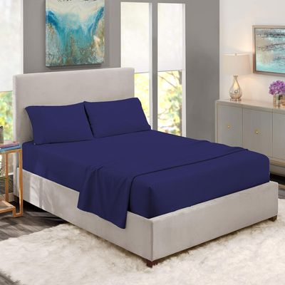 Kedara Cloth Premium 100% Cotton RV Bunk 28"x75" Sheets - 400 Thread Count Sateen Luxury Bedding, Extra Soft & Cooling Sheet Set (Navy Blue Stripe)- Deep Pocket Sheets for RV Bunk 28"x75" Size Bed