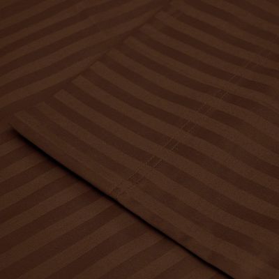 100% Cotton RV Short King - 70 x 80 Sheets - 400 Thread Count Sateen Luxury Bedding, Extra Soft & Cooling Sheet Set (Chocolate Stripe)- Deep Pocket Sheets for RV Short King - 70 x 80 Size Bed