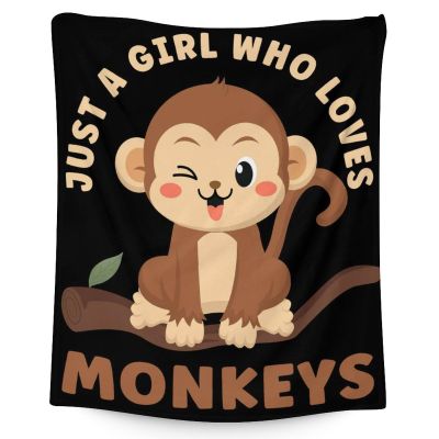 Monkey Blanket for Monkey Lovers - 40x50 Inches Crib Size - Soft Fuzzy Cozy Blanket Gift - Black Cute Throw Blanket for Couch, Chair, Office