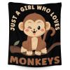 Monkey Blanket for Monkey Lovers - 40x50 Inches Crib Size - Soft Fuzzy Cozy Blanket Gift - Black Cute Throw Blanket for Couch, Chair, Office view 1