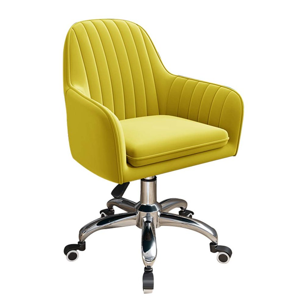 360 Degree Swivel Ergonomic Office Chair Desk Chair Mid Back Vanity Swivel Task Chair with Armrest Lumbar Support,Yellow
