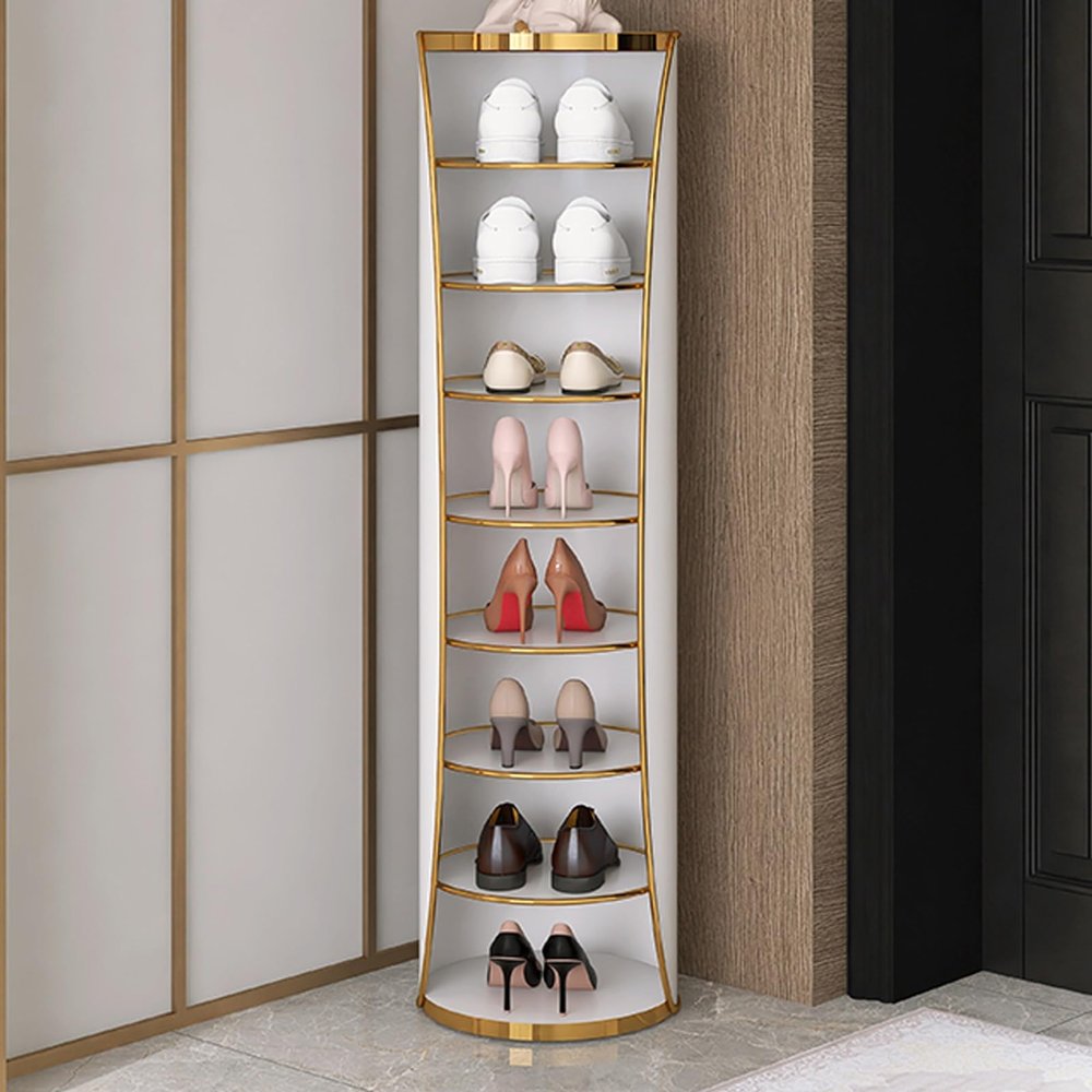 Spinning Shoe Rack, 360-degree Rotating Shoe Cabinet, Modern Cylinder Metal Shoe Cabinet, Vertical Round Shoe Rack, Shoe Storage Shelf, For Bedroom Hallway Living Room ( Size : 32*120CM/12.5*47in )