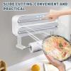 AUSTUFF 3 in 1 Plastic Wrap Dispenser with CutterMagnetic Aluminum Foil and Adhesive Film Organizer, Wall Mount Kitchen Wrap Organizer, Cling Wrap Dispenser with Paper Towel Holder and Cutter view 3