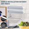 AUSTUFF 3 in 1 Plastic Wrap Dispenser with CutterMagnetic Aluminum Foil and Adhesive Film Organizer, Wall Mount Kitchen Wrap Organizer, Cling Wrap Dispenser with Paper Towel Holder and Cutter view 4
