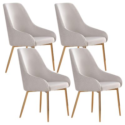 Tufted Dining Chairs Set of 4, Velvet Upholstered Dining Room Chairs with High Back and Ring Pull Trim, Lounge Side Chairs for Kitchen/Bedroom/Living Room/Store