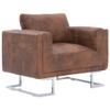 VRAXO Cube Armchair Brown Faux Suede Leather,Armchairs, Recliners & Sleeper Chairs-36.74lbs view 3