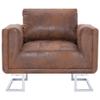 VRAXO Cube Armchair Brown Faux Suede Leather,Armchairs, Recliners & Sleeper Chairs-36.74lbs view 4