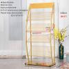 REMYSAOS Magazine Rack Brochure Holder Gold Metal 4 Pocket Magazine Rack on Floor, Large Brochure Literature Display Holder Organizer with Wheels for Commercial Trade Show (Color : Style-2) view 2