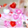 Libreath Valentines Day Decor 10 ft 40 LEDs Red White Pink Heart String Lights Battery Operated Garland Valentines Day Lights with Timer Valentine's Day Decorations for The Home Indoor Mother's Day view 1