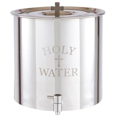 Holy Water Receptacle, Stainless Steel Container for Religious Gatherings, Catholic Church Supplies, 5 Gallons