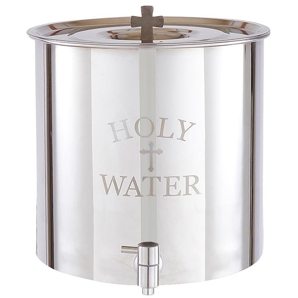 Holy Water Receptacle, Stainless Steel Container for Religious Gatherings, Catholic Church Supplies, 5 Gallons