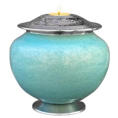 Candle Cremation Urn for Human Ashes - Large Mint/Turquoise Candle Urn - Decorative Urn for Ashes Display at Home - Beautiful Modern Adult URN for Funeral, Burial, Female or Pets