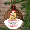 2023 First Christmas as a Family of 3 Personalized Christmas Ornament, Santa Hat Wearing Sloth Family to Showcase A New Baby Addition. Double Sided Shatterproof Ornament By Tickle Bellies view 2