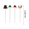 4Pcs Kids Food Sign Set Christmas Fruit Fork Set For Cake Cartoon Animal Dessert Fruit Picks Unique Lunch Box Toothpicks Christmas Fruit Sign Cake Dessert Pastry Party Supply view 4
