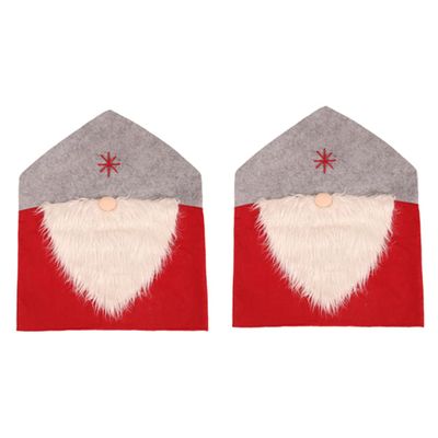 ABOOFAN Santa Style Chair Covers Set Christmas Chair Slipcover for Home Decor 2 Pack