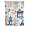 Yinrune White Coral Blue Pagoda Shower Curtain Set with Hooks Chinoiserie Style Shower Curtain Asian Inspired Bathroom Curtains Bathroom Decor Polyester Fabric Shower Curtains with Holes view 1