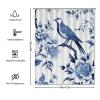 Yinrune Indigo Blue Shower Curtains for Bathroom Bird Floral Chinoiserie Asian Inspired Bath Curtains Modern Shower Curtain 72x90in Bath Curtains Polyester Fabric Shower Curtain Set with Hooks view 2