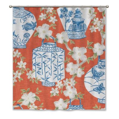 Yinrune Chinoiserie Style Ginger Jar Shower Curtain 60x72in Asian Shower Curtains Modern Shower CurtainShower Curtain Liner Polyester Fabric Shower Curtain Set with Hooks