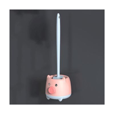 PEKJI Modern Cute Toilet Brush Animal Toilet Brush and Holder Plastic Toilet Bowl Brush Wall Hanging Toilet Brush and Holder Set Easy to Clean