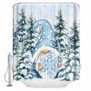 ChristmasShower Curtain Set with Hook 54" x 78", Washable Cloth Polyester Fabric Shower+Curtain, Waterproof Bath Curtains for Bathroom, Showers, Bathtubs Decor Accessories Blue Winter Gnomes Snowflake view 2