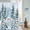 ChristmasShower Curtain Set with Hook 54" x 78", Washable Cloth Polyester Fabric Shower+Curtain, Waterproof Bath Curtains for Bathroom, Showers, Bathtubs Decor Accessories Blue Winter Gnomes Snowflake view 3